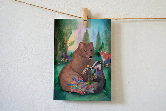 Card - Woodland Animals Thank You with Flowers
