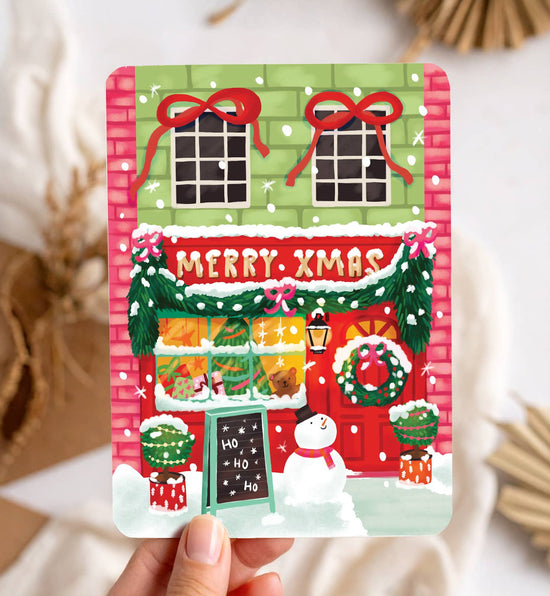 Kerstkaart - Merry X-mas Shop