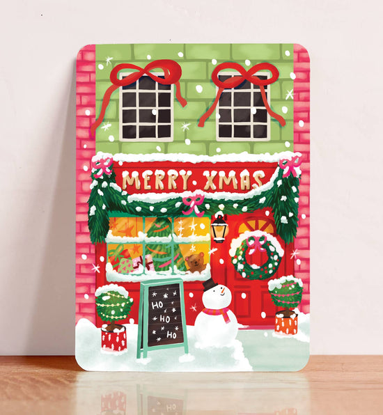 Kerstkaart - Merry X-mas Shop