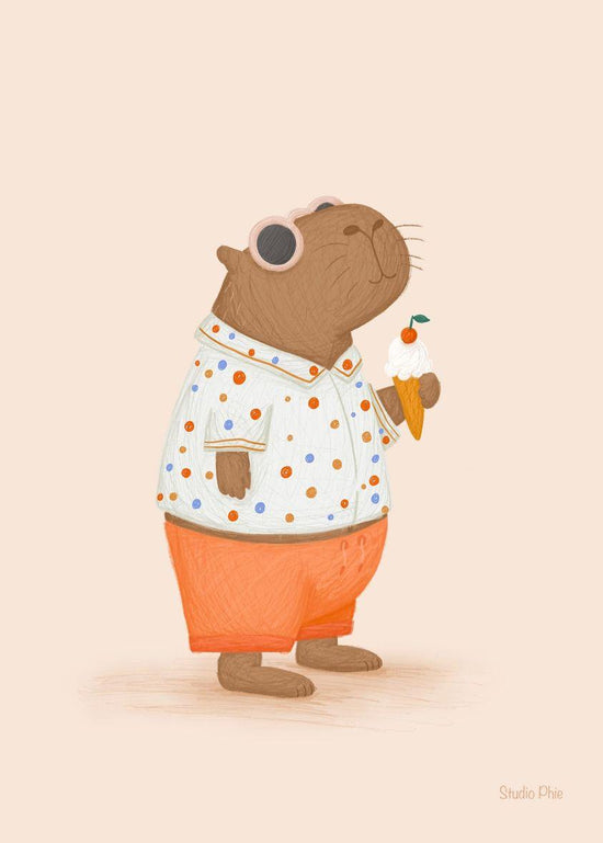 Card - Cool Capybara with ice cream