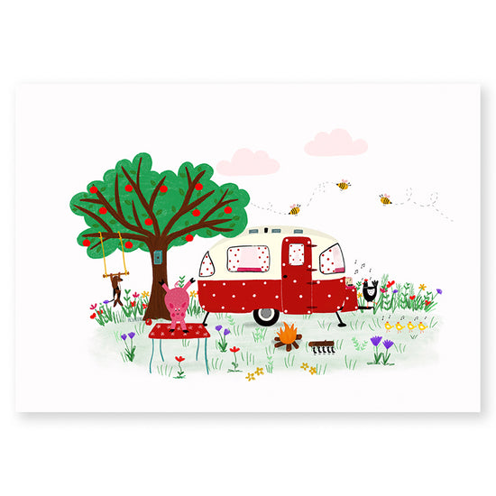 Card - Red with Dots Caravan