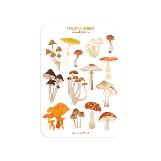 Stickervel A6 - Mushrooms