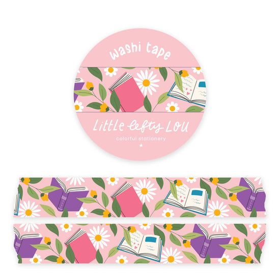 Washi Tape - Books And Flowers Pink