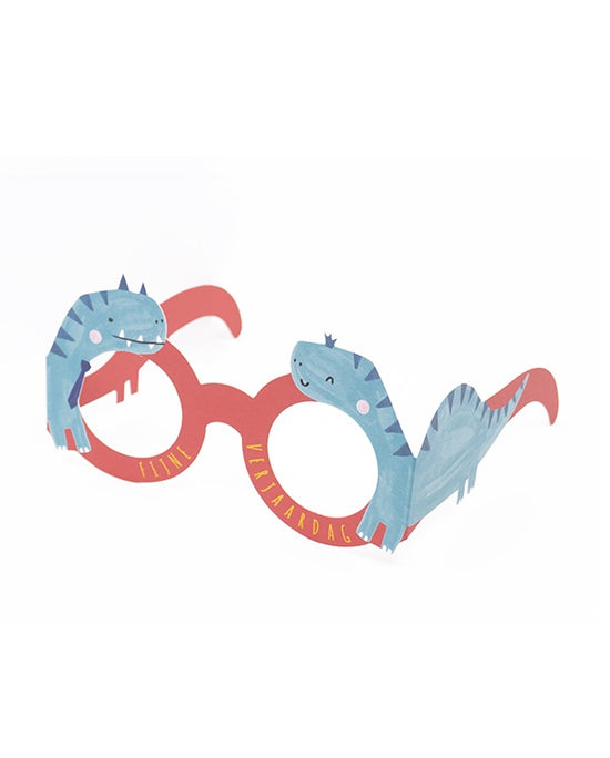 Greeting Card - Party Glasses Dino - Happy Birthday