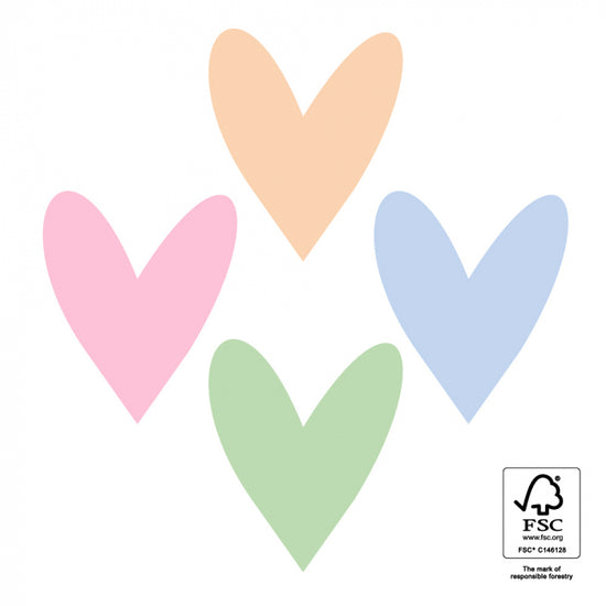 Stickers - Heart Pastel - 8 pcs