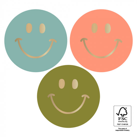 Stickers - Smileys Gold Happy - 6 pcs