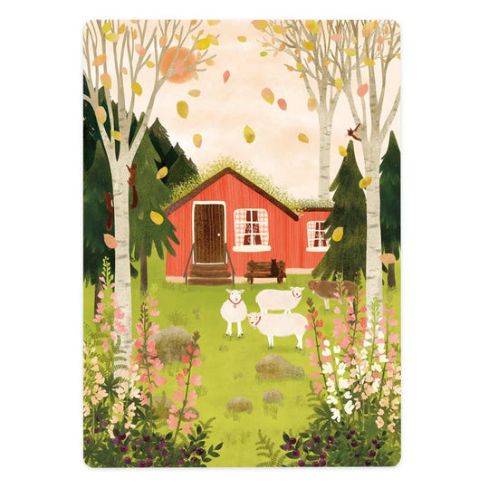 Card - Autumn Cottage with Sheep