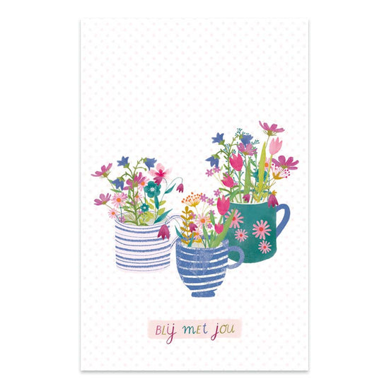 Mini Kaart - Bloemen in Kopjes &