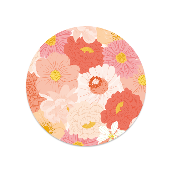 Round sticker - Pink Flowers