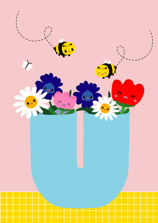 Postcard - Vase with Flowers and Bees
