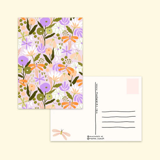 Card - Floral pattern with Dragonflies