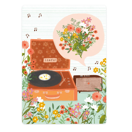 Card - Vintage Record Player - Love