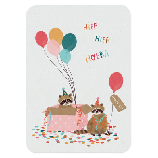Card - Hip Hip Hooray Raccoons